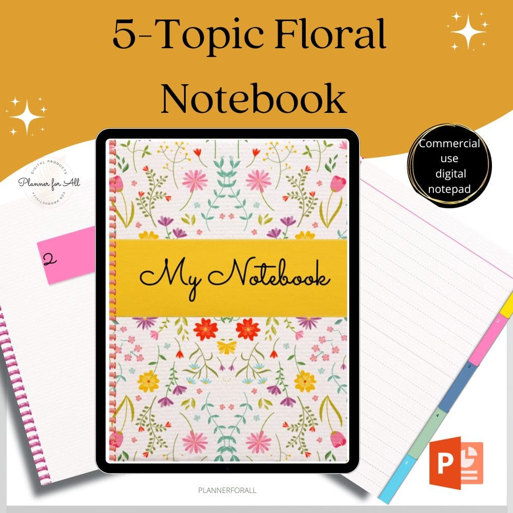 Spring Cheerful 5 Topic Digital Notebook