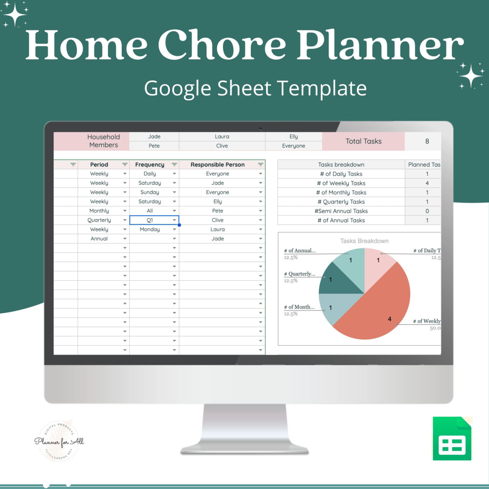 Home Chores Planner Spreadsheet