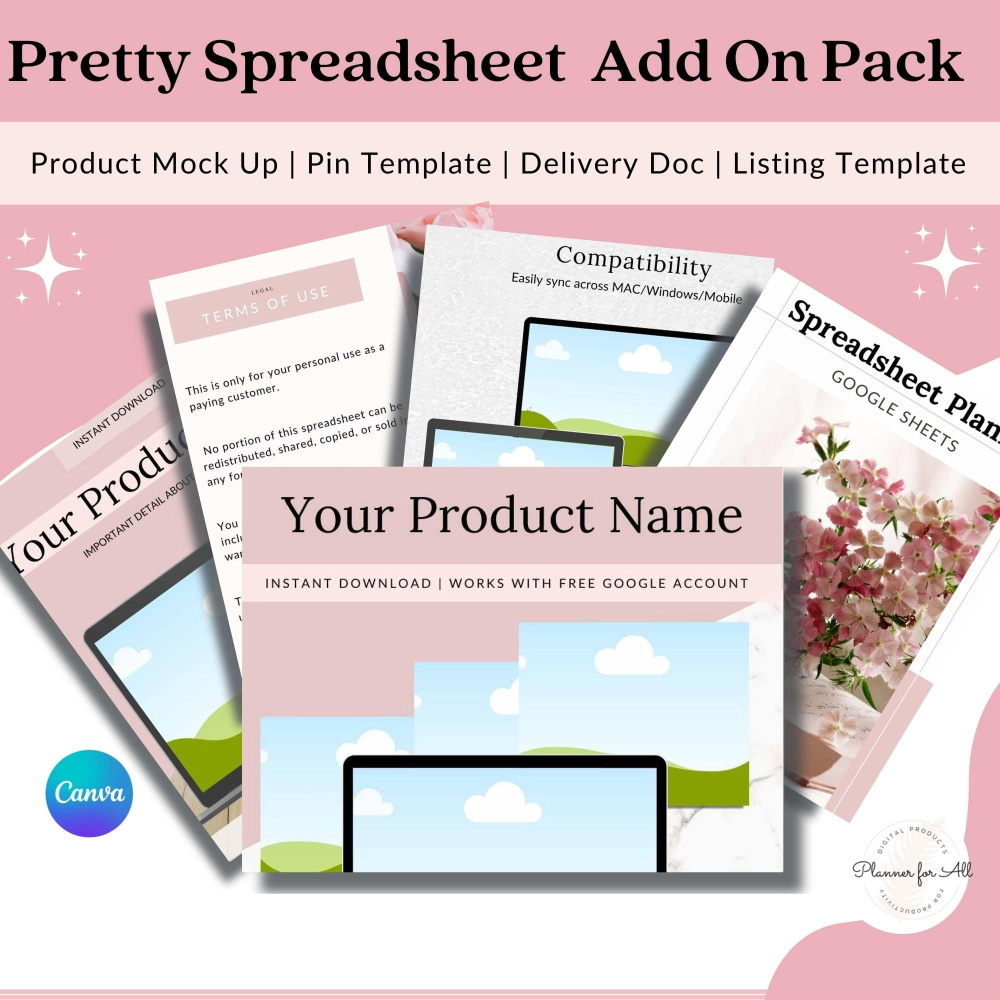 Pretty Pink Spreadsheet Seller Add On Pack