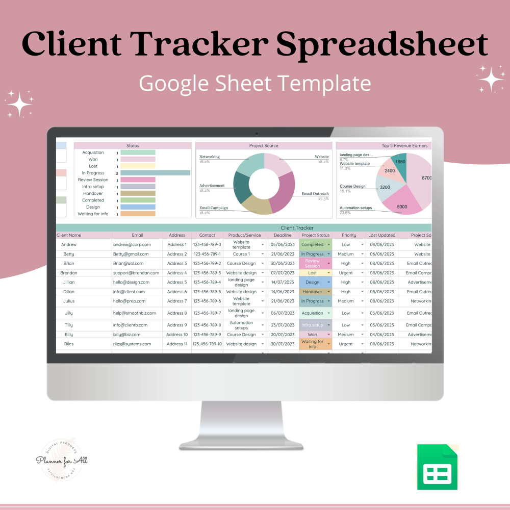 Small Business Client Tracker Spreadsheet