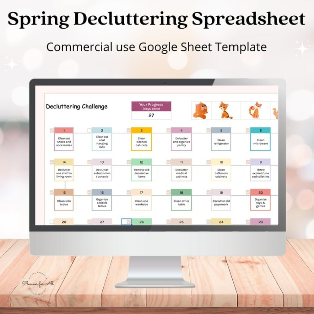 Spring Decluttering Spreadsheet Planner