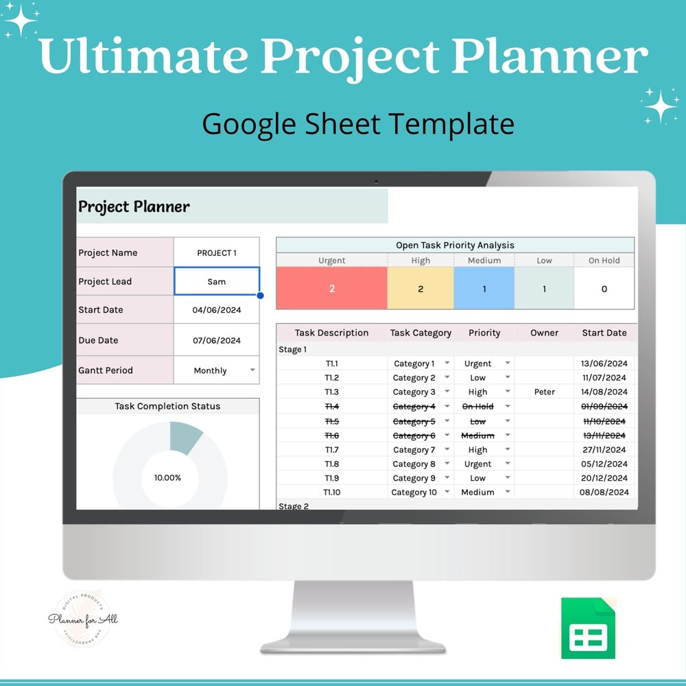 Project Planner Spreadsheet