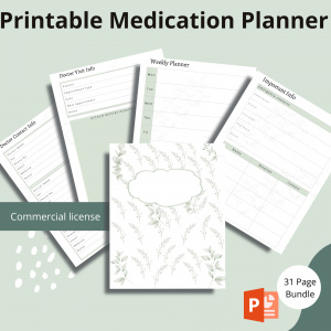 Green Floral Printable Medication Planner