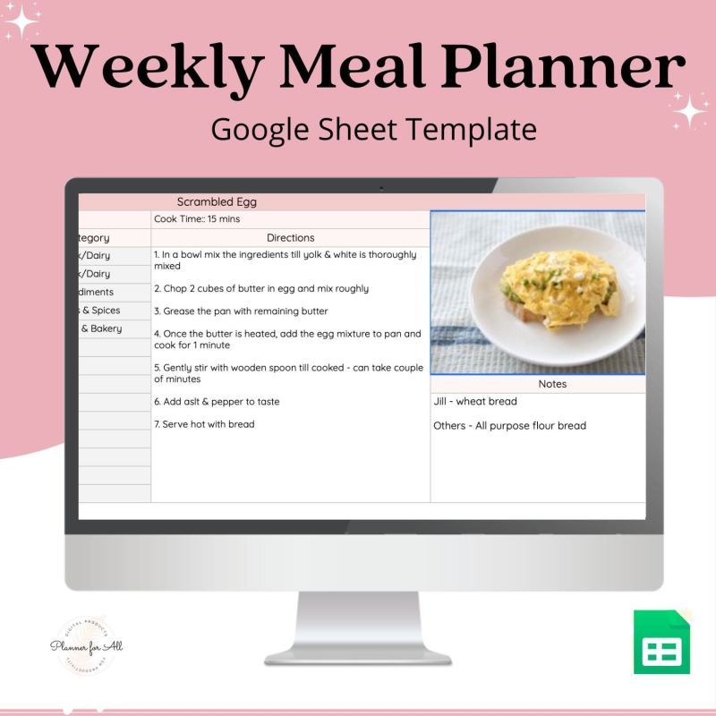 Meal Planner Google Sheets