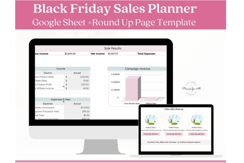 Black Friday Sales Planner  Spreadsheet Template