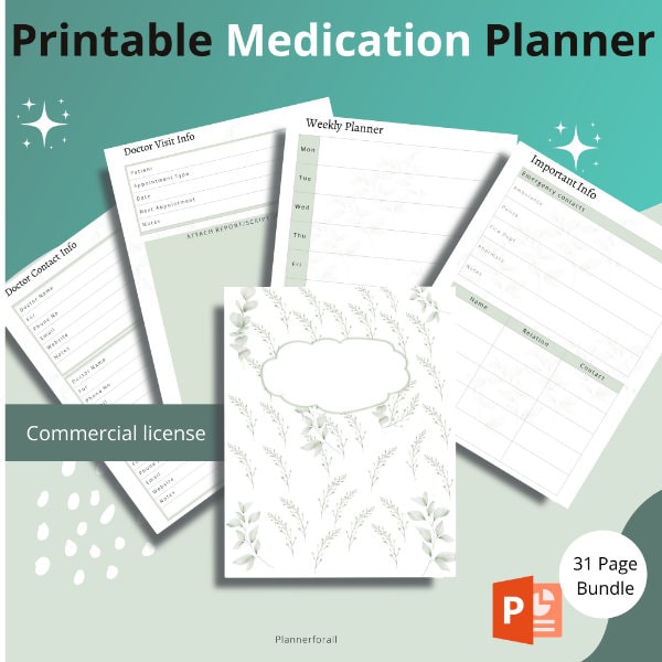 Printable Medication and wellness planner