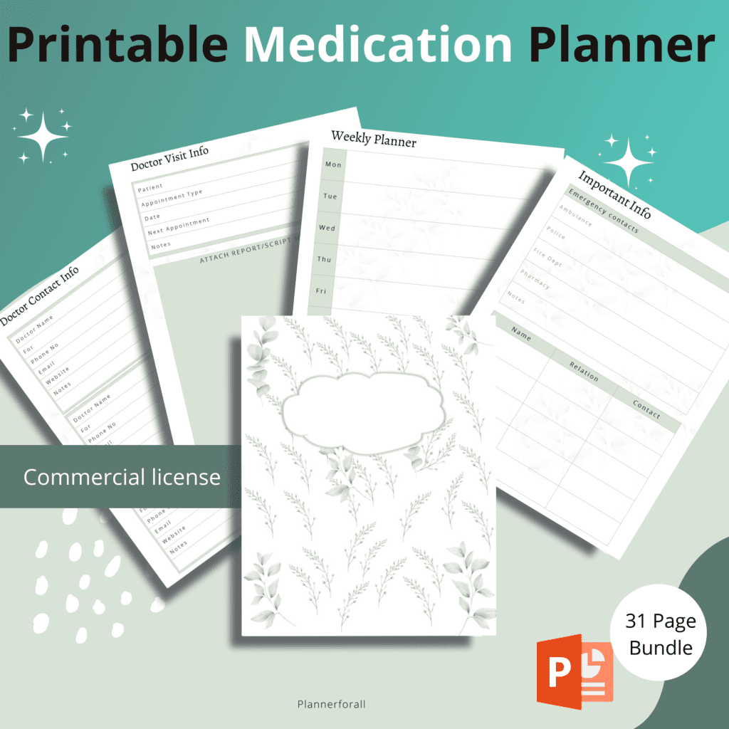 Printable Medication and wellness planner